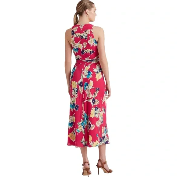 Lauren Ralph Lauren Fuchsia Floral Halter Midi Dress - Picture 3 of 16